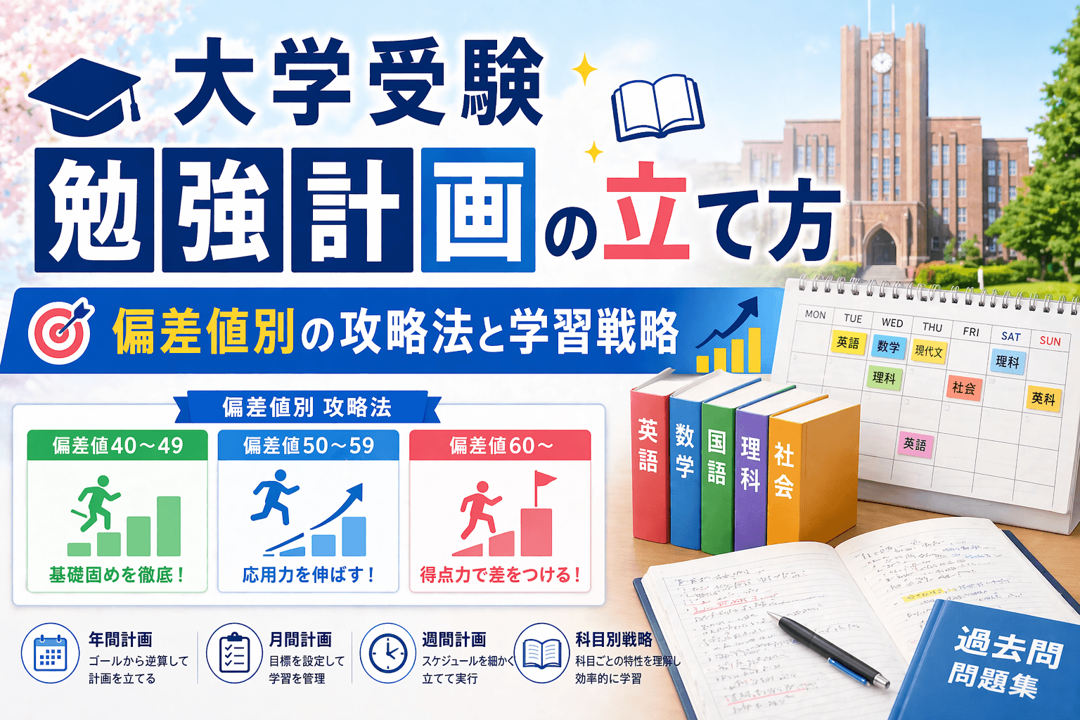 大学受験勉強計画の立て方|偏差値別の攻略法と学習戦略