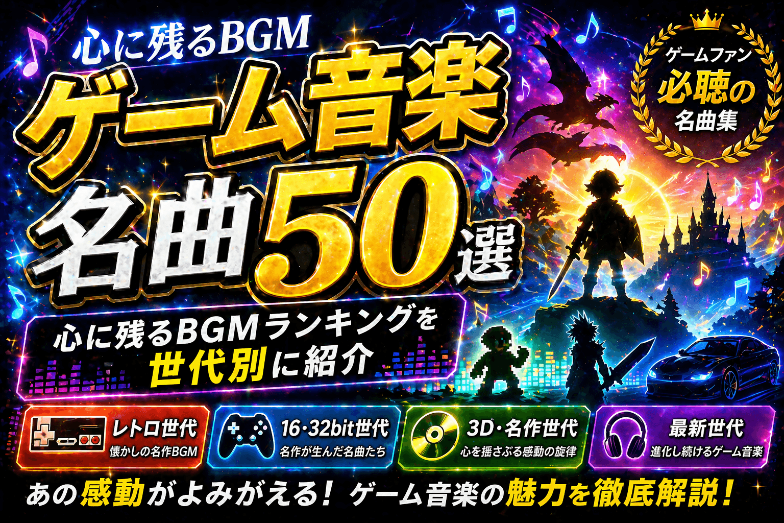 ゲーム音楽名曲50選|心に残るBGMランキングを世代別に紹介