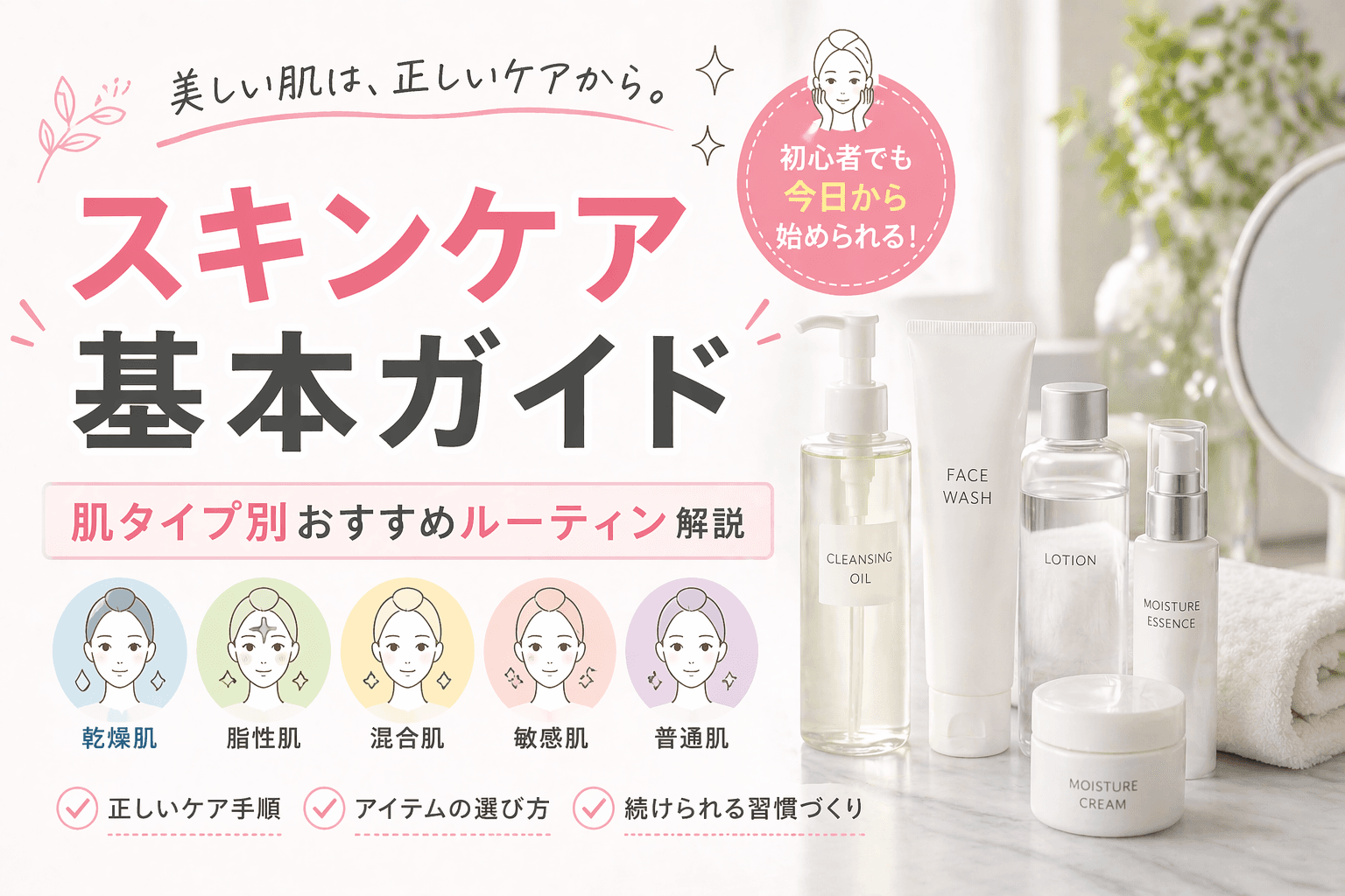 スキンケア基本ガイド|肌タイプ別おすすめルーティン解説