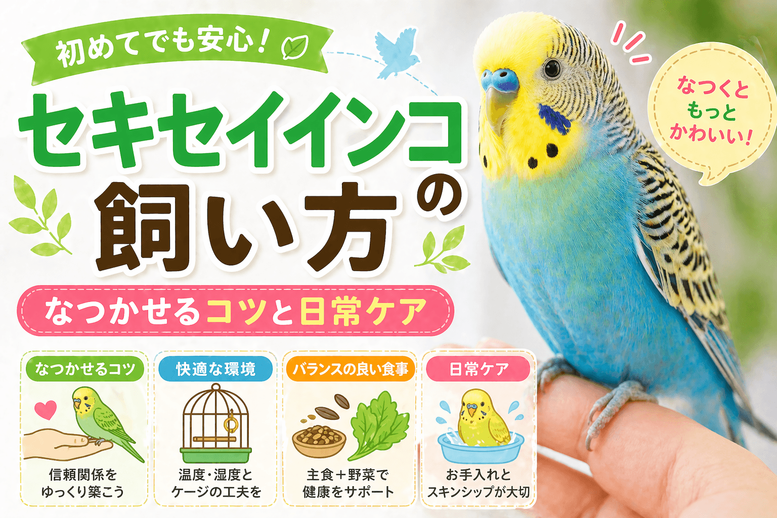 セキセイインコの飼い方|なつかせるコツと日常ケア