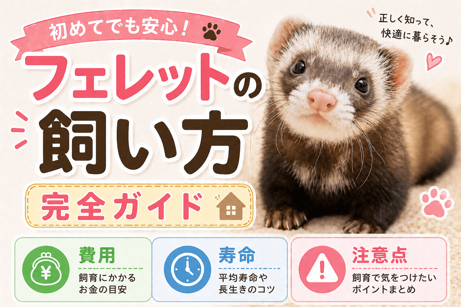 フェレットの飼い方完全ガイド|費用・寿命・注意点まとめ